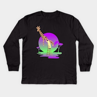 Colouring Giraffe T-shirt Design Kids Long Sleeve T-Shirt